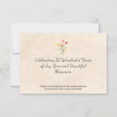 Elegant Wildflower 70th Birthday Thanks サンキューカード (裏面)