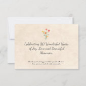 Elegant Wildflower 80th Birthday Thanks サンキューカード (裏面)