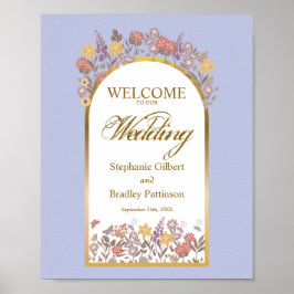 Elegant Wildflower Arch Gold Lavender Dusty Purple ポスター