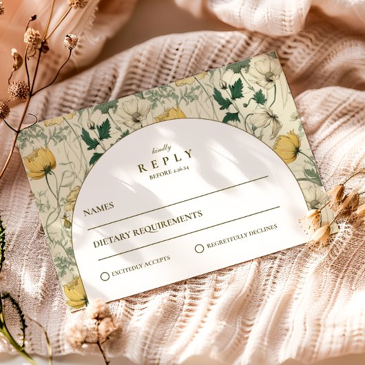 Elegant Wildflower Arch Minimal Wedding 出欠カード