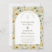 Elegant Wildflower Arch Minimal Wedding 招待状 (正面)