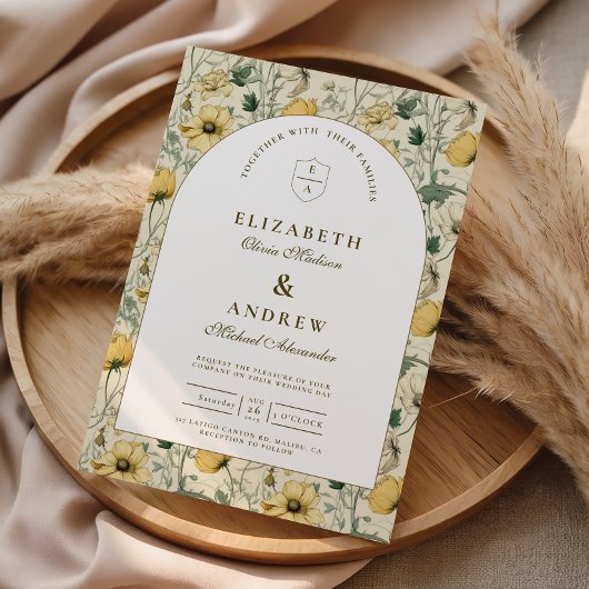 Elegant Wildflower Arch Minimal Wedding 招待状