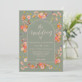 Elegant Wildflower Arch Sage Green Blush Wedding 招待状 (スタンド正面)