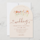 Elegant Wildflower Boho Beige Terracotta Wedding 招待状 (正面)