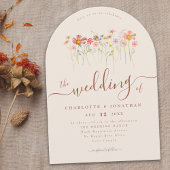Elegant Wildflower Boho Beige Terracotta Wedding 招待状