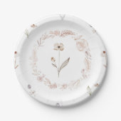 Elegant Wildflower Boho Floral Garden Plate ペーパープレート (正面)