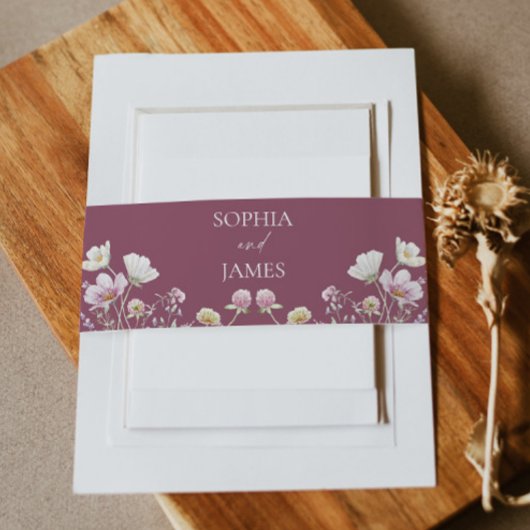 Elegant Wildflower Floral Flowers Wedding 招待状ベリーバンド