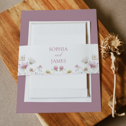 Elegant Wildflower Floral Flowers Wedding 招待状ベリーバンド