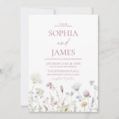 Elegant Wildflower Floral Flowers Wedding 招待状 (正面)