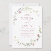 Elegant Wildflower Floral Frame Wedding 招待状 (正面)