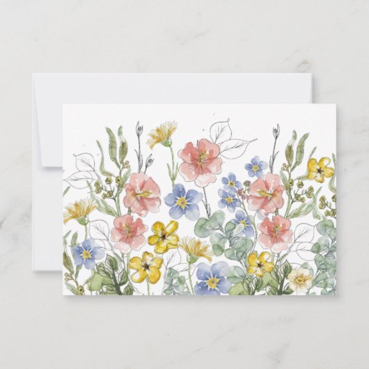 Elegant Wildflower Floral Monogram Crest Wedding サンキューカード (裏面)