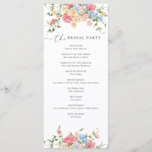 Elegant Wildflower Floral Wedding Program プログラム (裏面)
