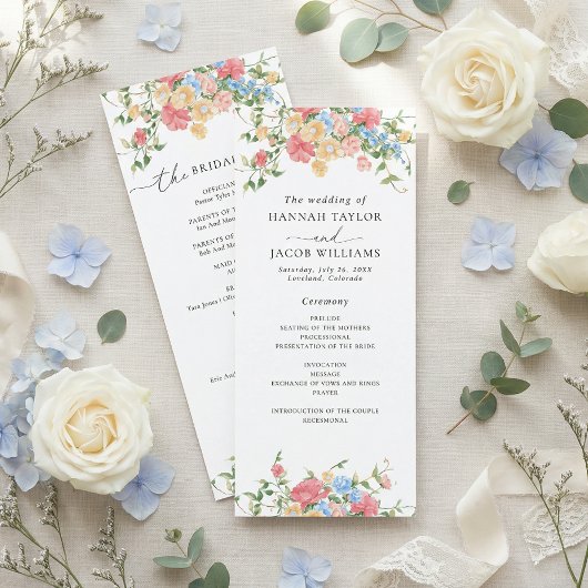 Elegant Wildflower Floral Wedding Program プログラム