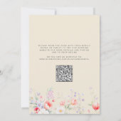 Elegant wildflower garden beige QR RSVP wedding 招待状 (裏面)