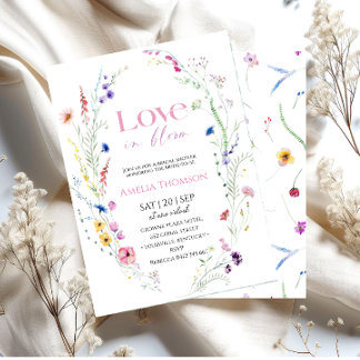  Elegant Wildflower garden Bridal Shower  招待状
