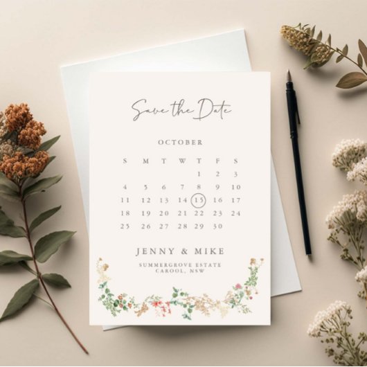 Elegant Wildflower Garden Floral 招待状