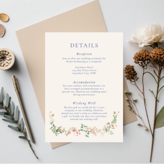 Elegant Wildflower Garden Floral Enclosure Card エンクロージャーカード
