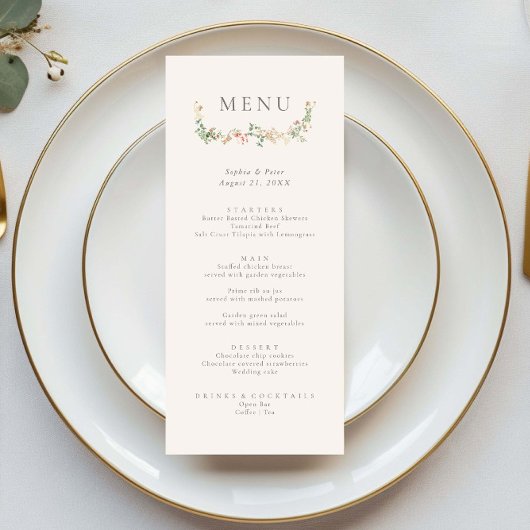 Elegant Wildflower Garden Floral Menu メニュー