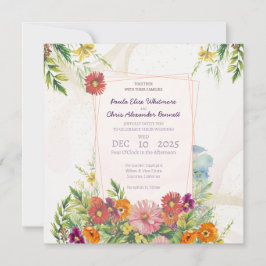 Elegant Wildflower Garden Wedding Invitation 招待状