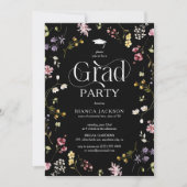 Elegant Wildflower Grad Party Graduation 招待状 (正面)