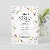 Elegant Wildflower 'Hello Sixty' 60th Birthday 招待状 (スタンド正面)