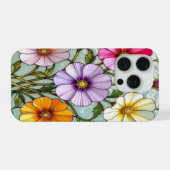 Elegant Wildflower iPhone Cover with Stained Glass iPhoneケース (裏面横)