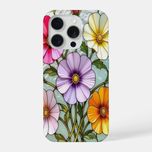 Elegant Wildflower iPhone Cover with Stained Glass iPhoneケース (裏面)