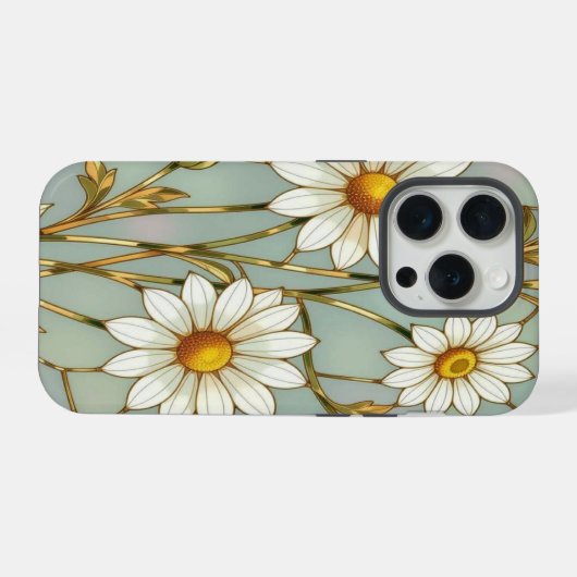Elegant Wildflower iPhone daisy with Stained Glass iPhoneケース (裏面横)