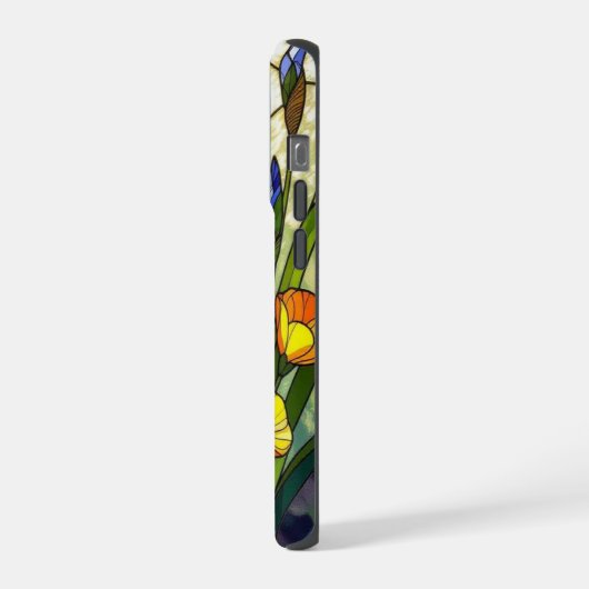 Elegant Wildflower irises buttercup stained Glass iPhoneケース (左側面)