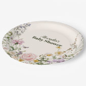 Elegant Wildflower Meadow Baby Shower ペーパープレート (アングル)