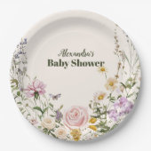 Elegant Wildflower Meadow Baby Shower ペーパープレート (正面)