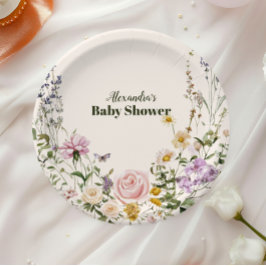 Elegant Wildflower Meadow Baby Shower ペーパープレート
