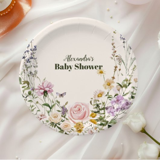Elegant Wildflower Meadow Baby Shower ペーパープレート