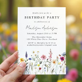 Elegant Wildflower Meadow Birthday Party 招待状