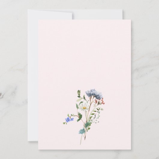 Elegant Wildflower Meadow Blush Pink Wedding 招待状 (裏面)