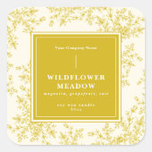 Elegant Wildflower Meadow Floral Candle Label スクエアシール (正面)