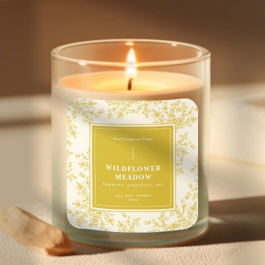 Elegant Wildflower Meadow Floral Candle Label スクエアシール