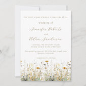 Elegant Wildflower Meadow Neutral Wedding 招待状 (正面)