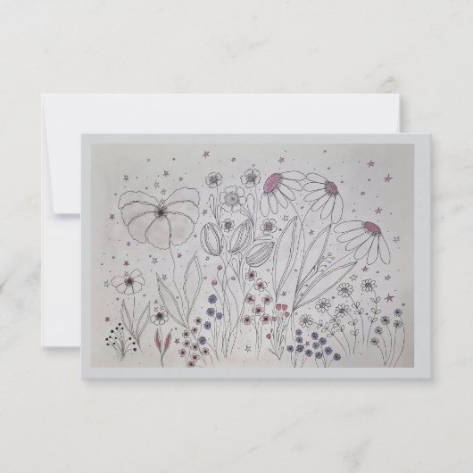 Elegant Wildflower Meadow Wedding RSVP Card (正面)