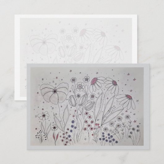Elegant Wildflower Meadow Wedding RSVP Card (正面/裏面)