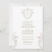 Elegant Wildflower Meadow Wreath Wedding 招待状 (正面)