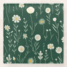 Elegant Wildflower Pattern on Dark Green 