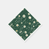 Elegant Wildflower Pattern on Dark Green  スタンダードカクテルナプキン (角)