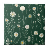 Elegant Wildflower Pattern on Dark Green  タイル (正面)