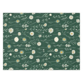 Elegant Wildflower Pattern on Dark Green  テーブルクロス (正面(横))