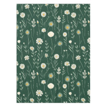 Elegant Wildflower Pattern on Dark Green 