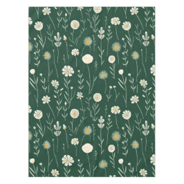 Elegant Wildflower Pattern on Dark Green  テーブルクロス