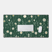 Elegant Wildflower Pattern on Dark Green  デスクマット (キーボード&マウス)