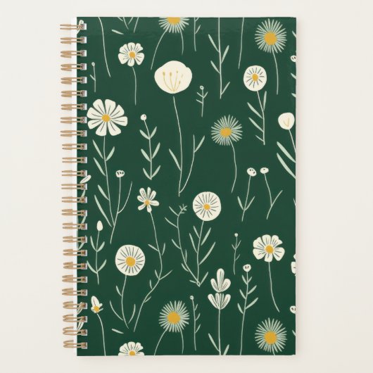 Elegant Wildflower Pattern on Dark Green  プランナー手帳 (正面)