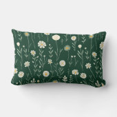 Elegant Wildflower Pattern on Dark Green  ランバークッション (裏面)